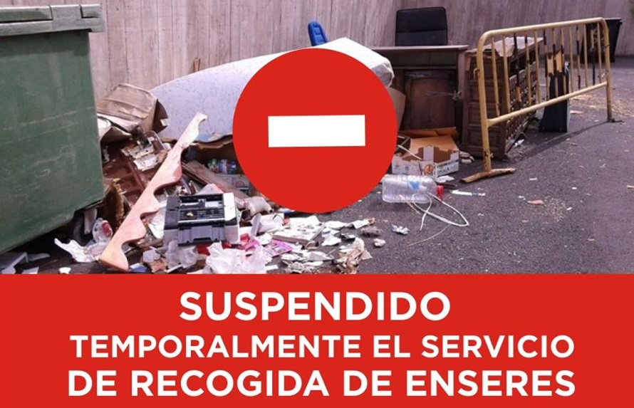 Suspendido temporalmente el servicio de recogida de enseres a domicilio en  Los Realejos